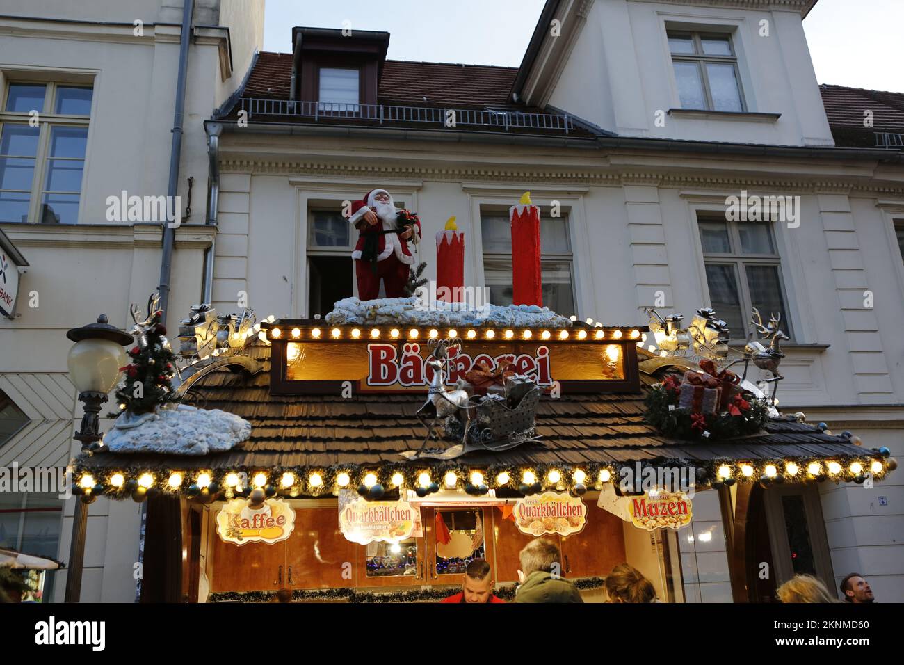 11/27/2022, Potsdam, Germany, Christmas market Blue lights In the