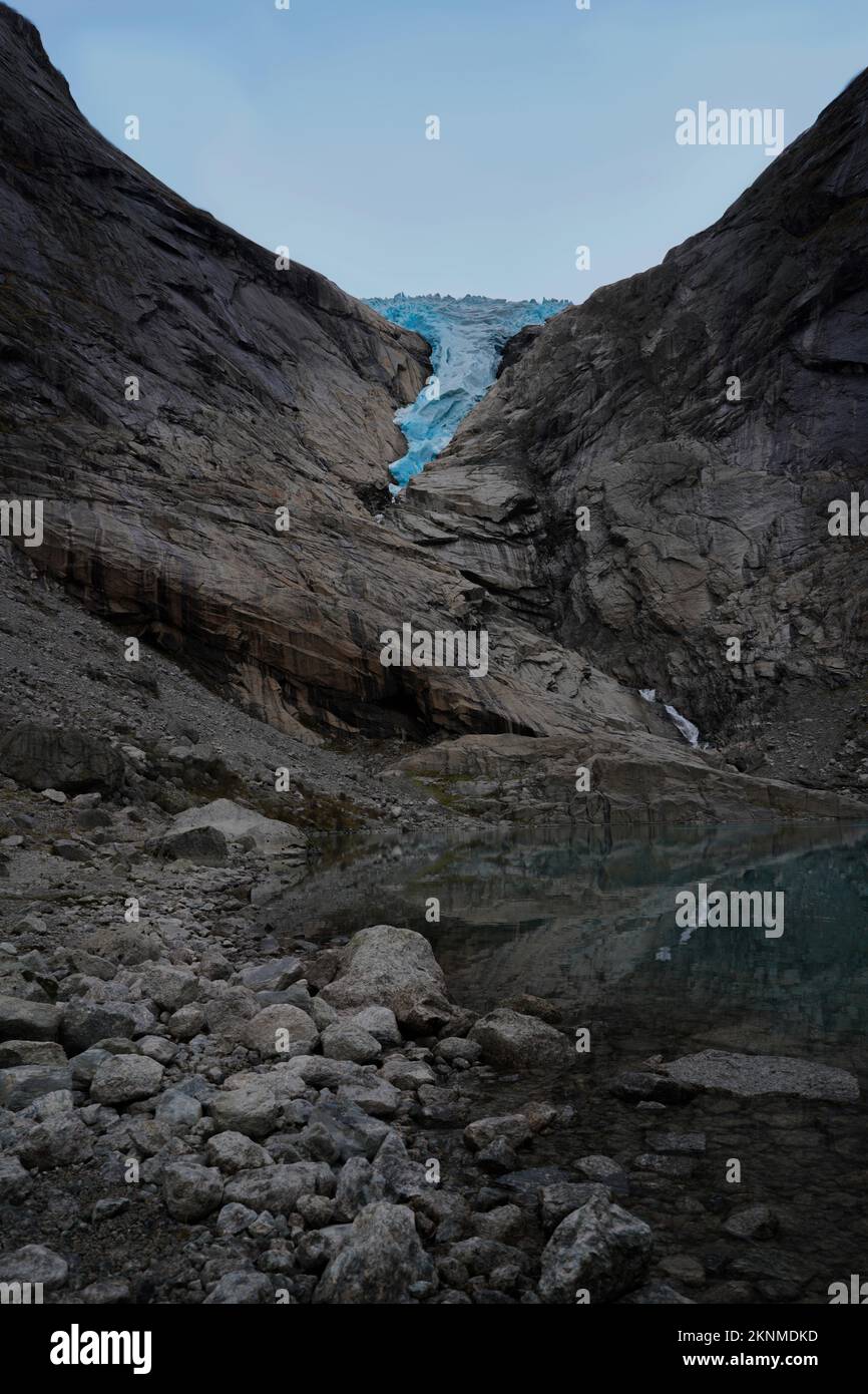 Briksdalsbreen, the Briksdal glacier inside Jostedalsbreen National Park, Vestland Norway, October 2022 Stock Photo