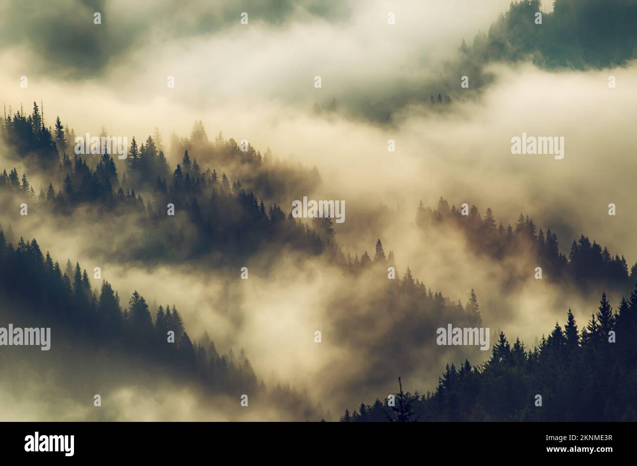 Misty mountain landscape Stock Photo - Alamy