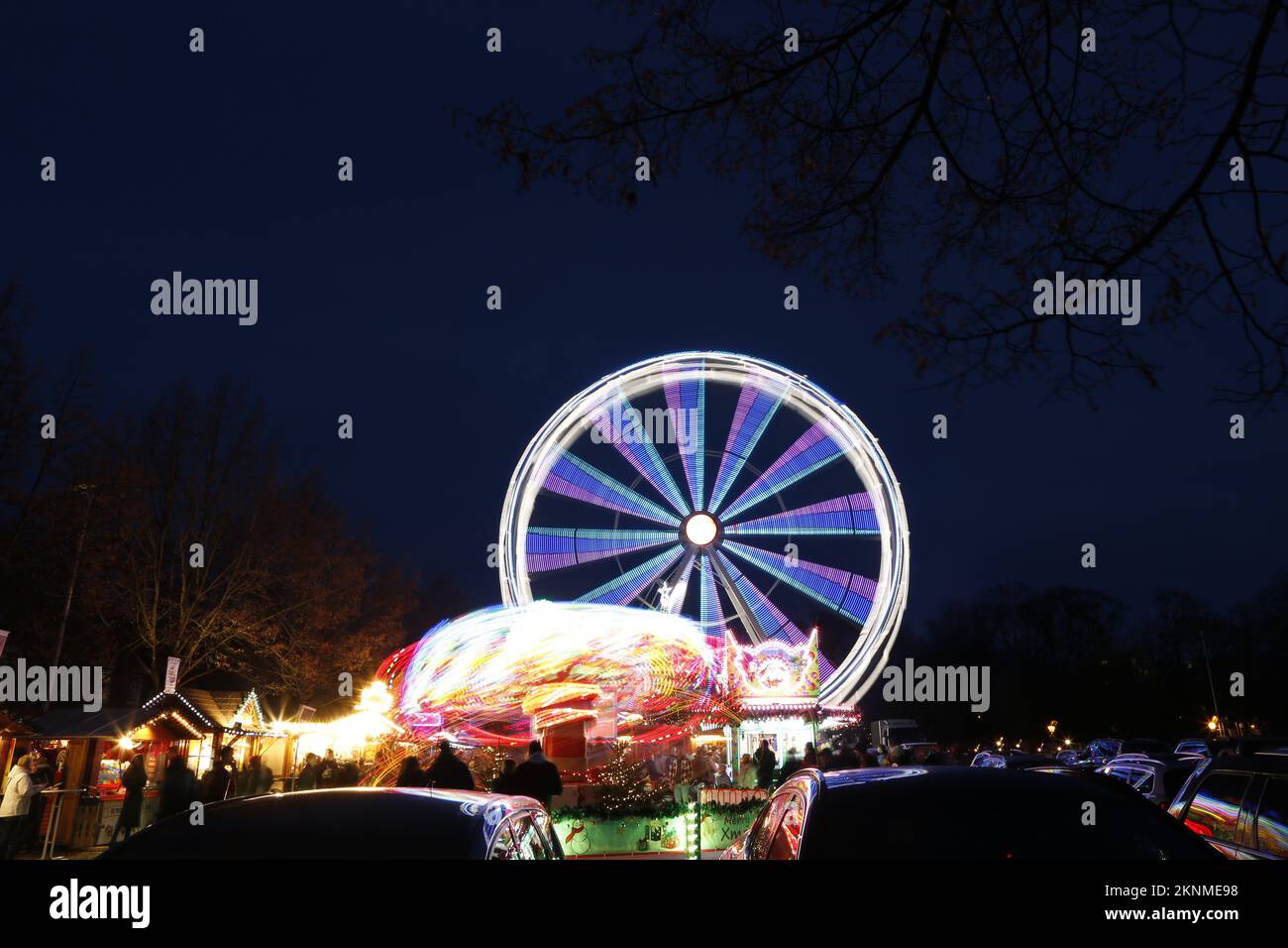 11/27/2022, Potsdam, Germany, Christmas market Blue lights In the