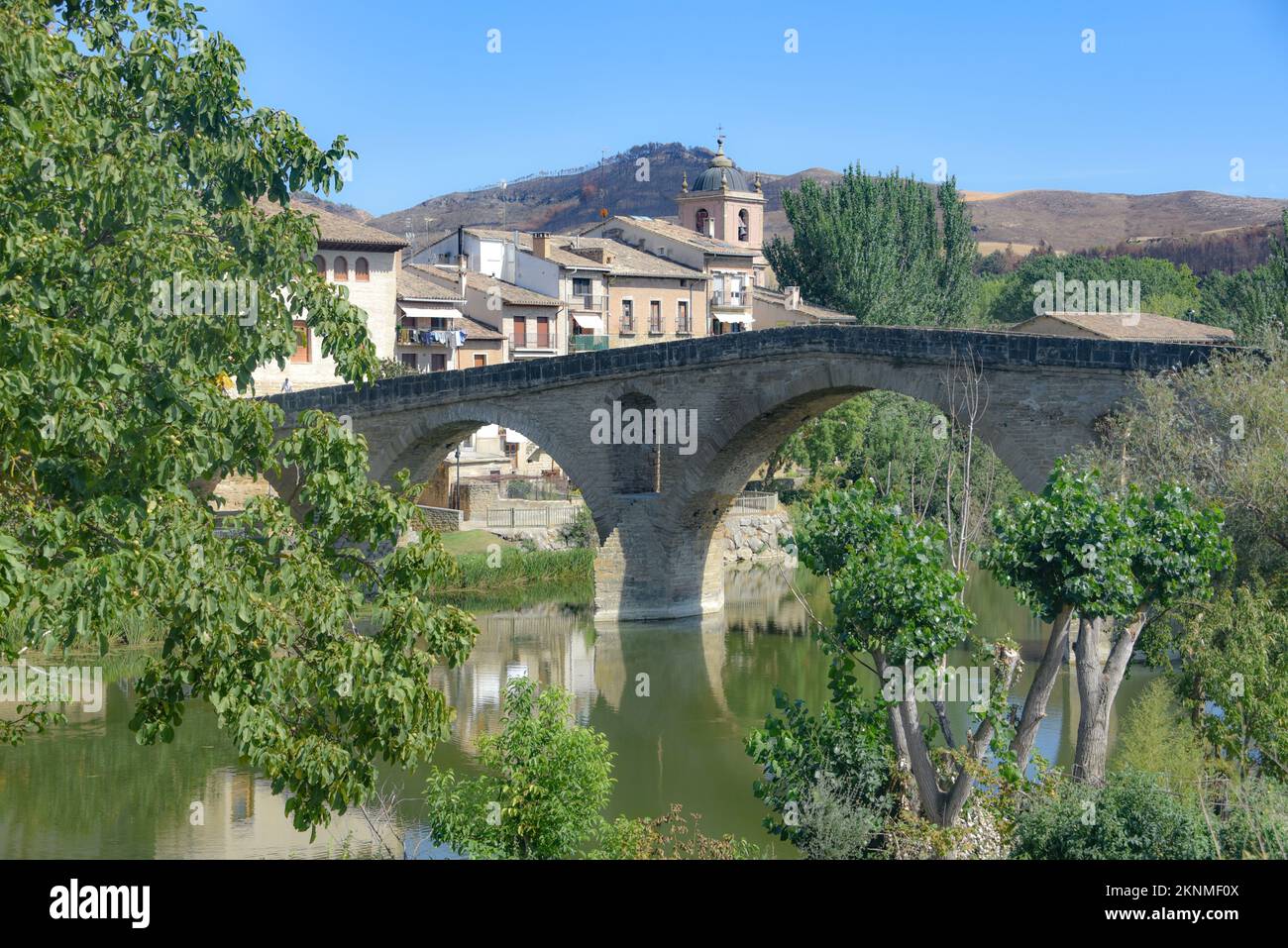 Puente la Reina, Spain - 31 Aug, 2022: Arches of the roman Puente la Reina foot bridge, Navarre, Spain Stock Photo