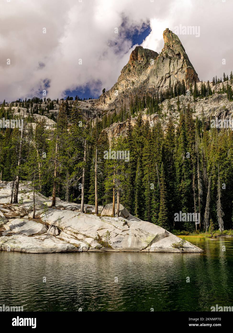 Idaho wilderness with lake and pointy peak Stock Photo Alamy