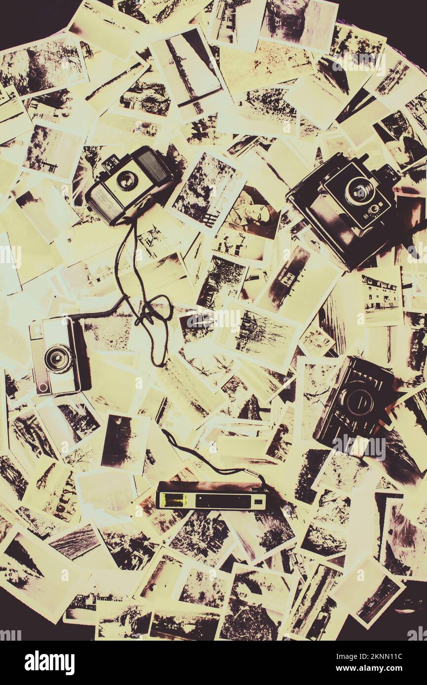 Circular camera still life photo of travel places and scenes from a