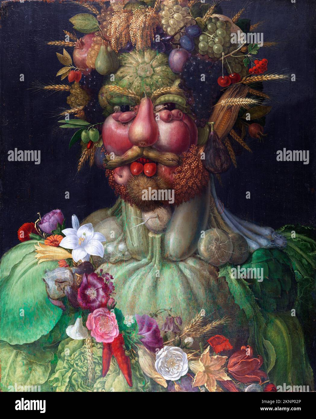 Rudolf painted as Vertumnus, Roman God of the seasons, by Giuseppe Arcimboldo (1590–91). Rudolf II Stock Photo