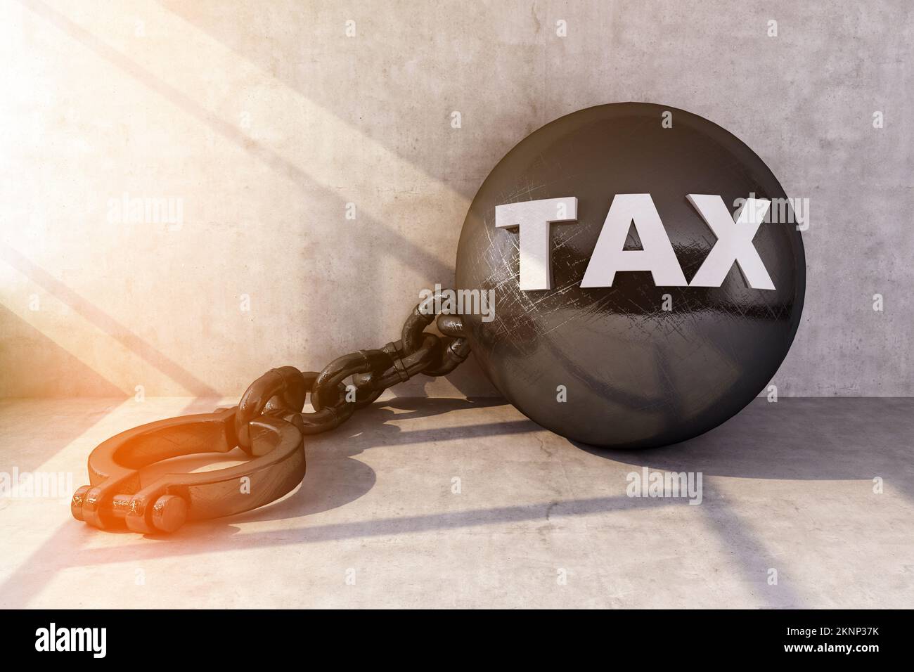 concept of release from the shackles of tax. 3d rendering Stock Photo