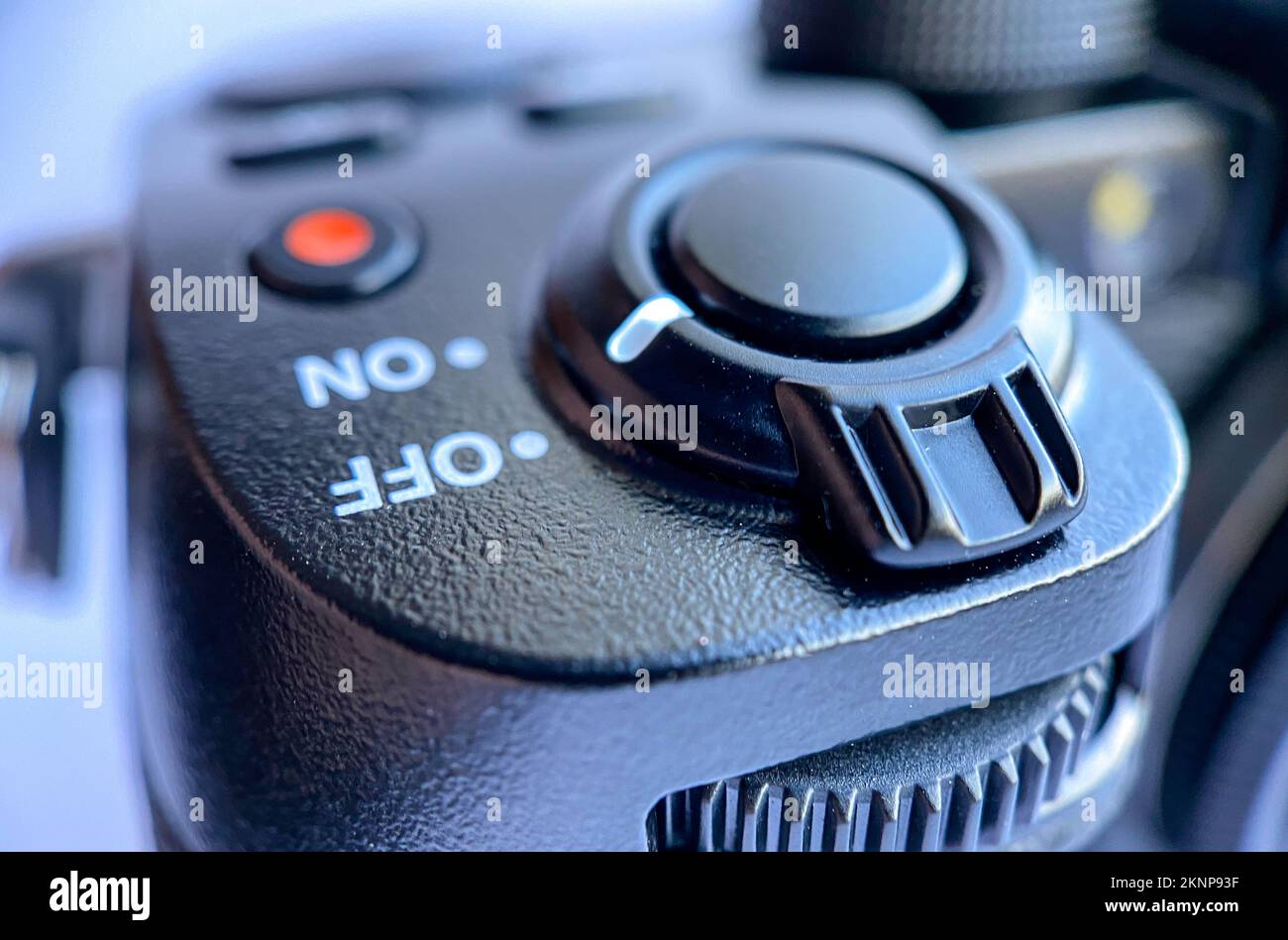 Closeup of the cameras shutter lever, iso sensitivity selection