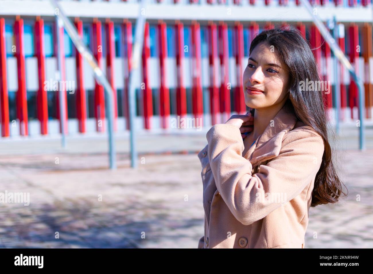 Young businesswoman. Portrait of cheerful Hispanic businesswoman in formal wear. Business concept Stock Photo