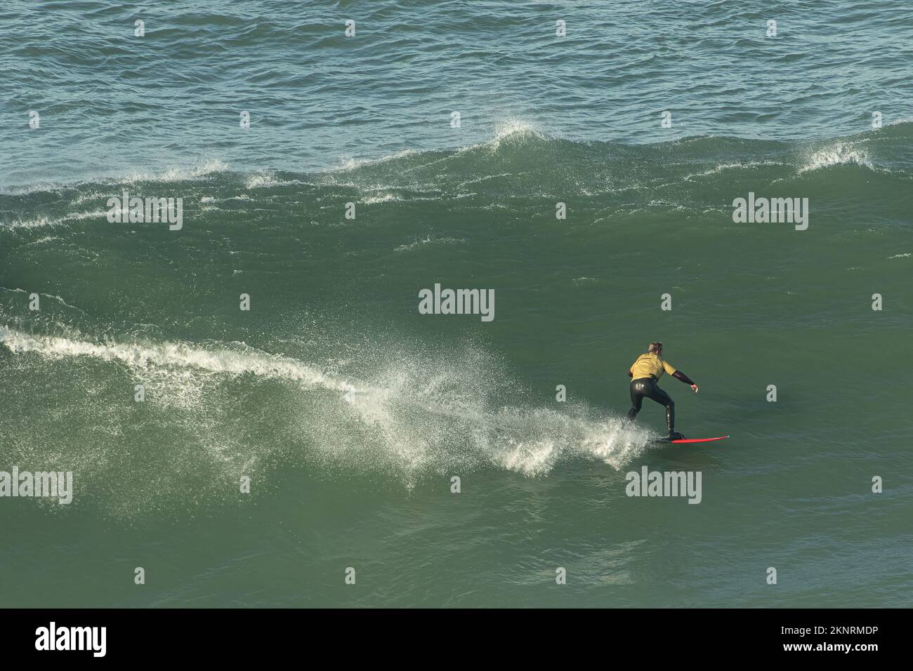 Tow-in Surf or Big Wave Surf at Praia do Norte, Nazaré, Portugal Stock ...