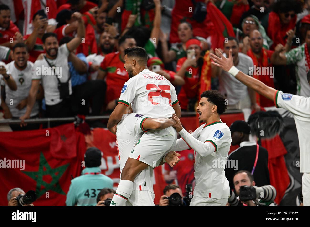 DOHA, QATAR, 27. November 2022; after the second goal by Morocco and
