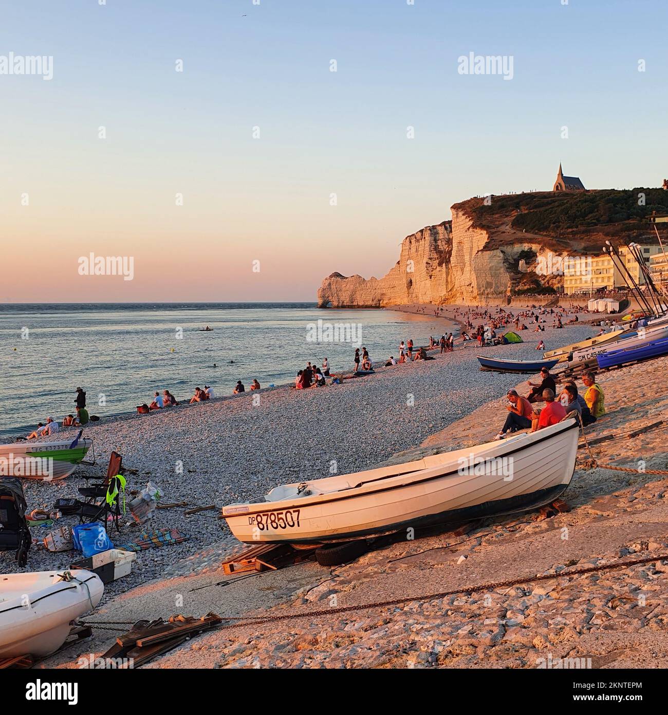The Sunset in the coast in Etretat Stock Photo - Alamy