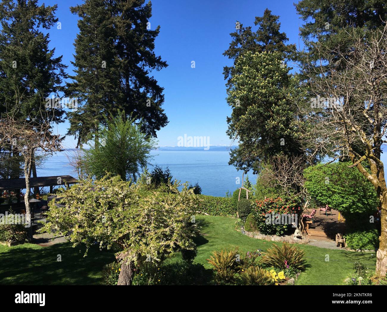 Beautiful view of the pacific ocean on the East Coast of Vancouver Island in Qualicum Bay, British Columbia, Canada Stock Photo