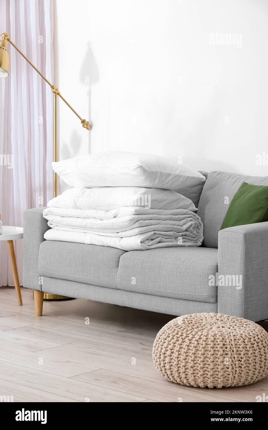 Folded Blanket Sofa Hi res Stock Photography And Images Alamy