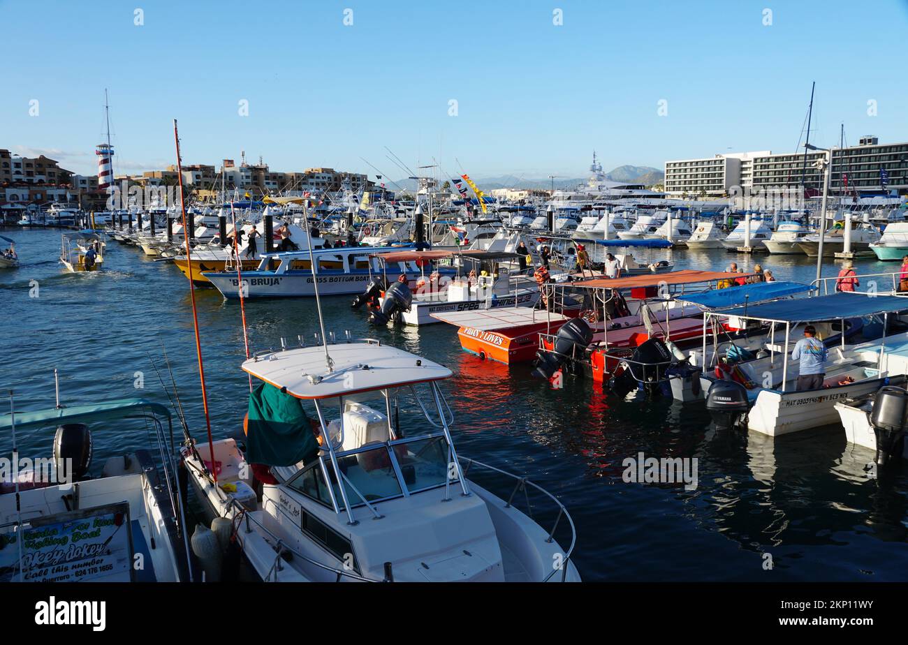Cabo San Lucas, Mexico - November 7, 2022 - The view of the boat marina ...