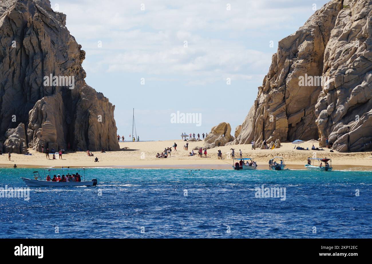 Cabo San Lucas, Mexico - November 7, 2022 - Visitors and boats near the ...