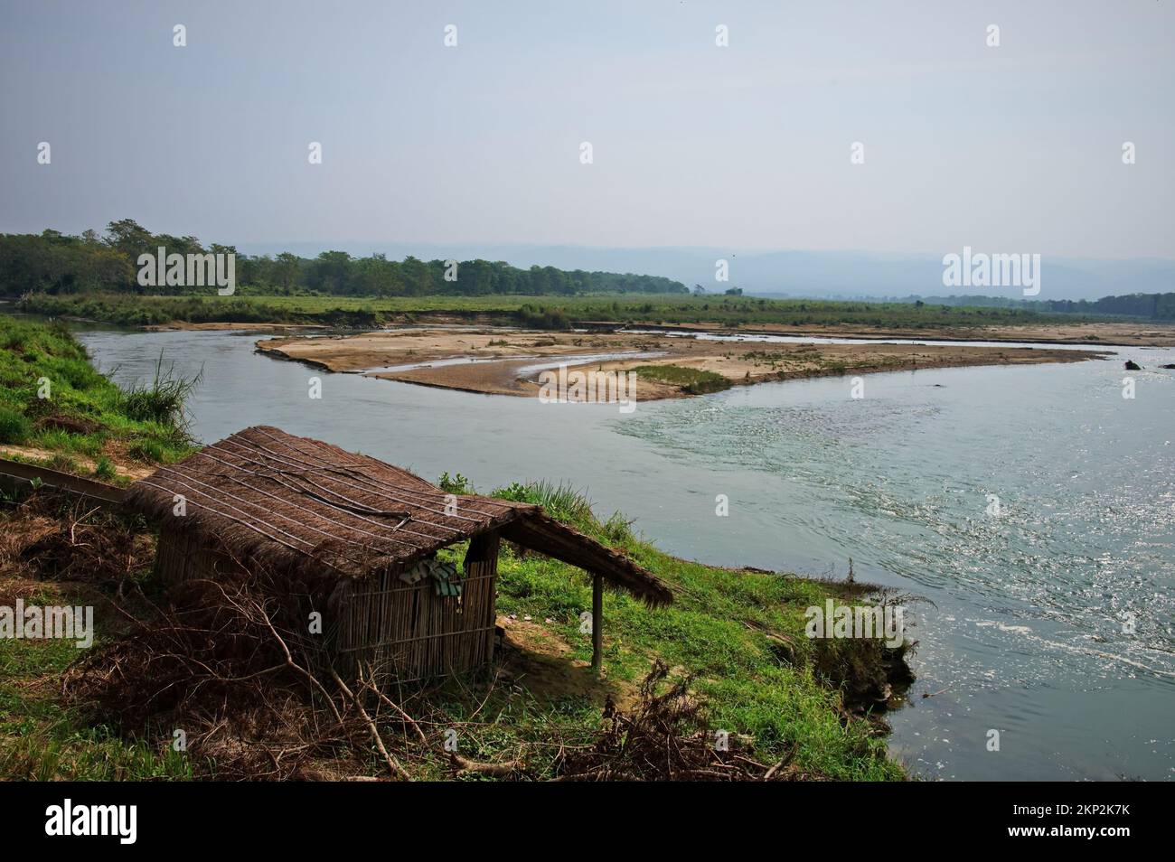 Scenic view of the calm river in Chitwan National Park, Nepal Stock Photo