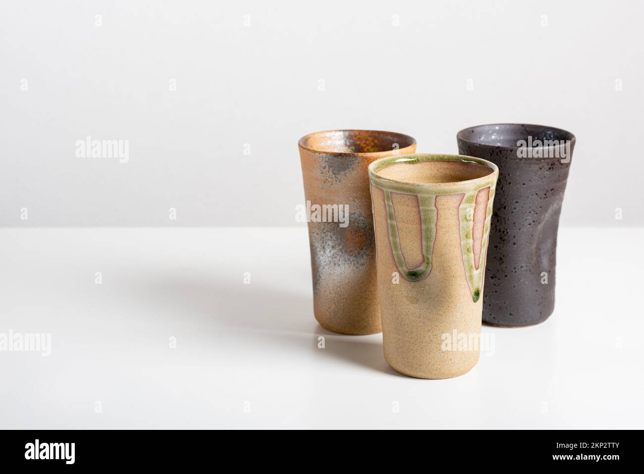 Japanese style of pottery isolated over white background Stock Photo