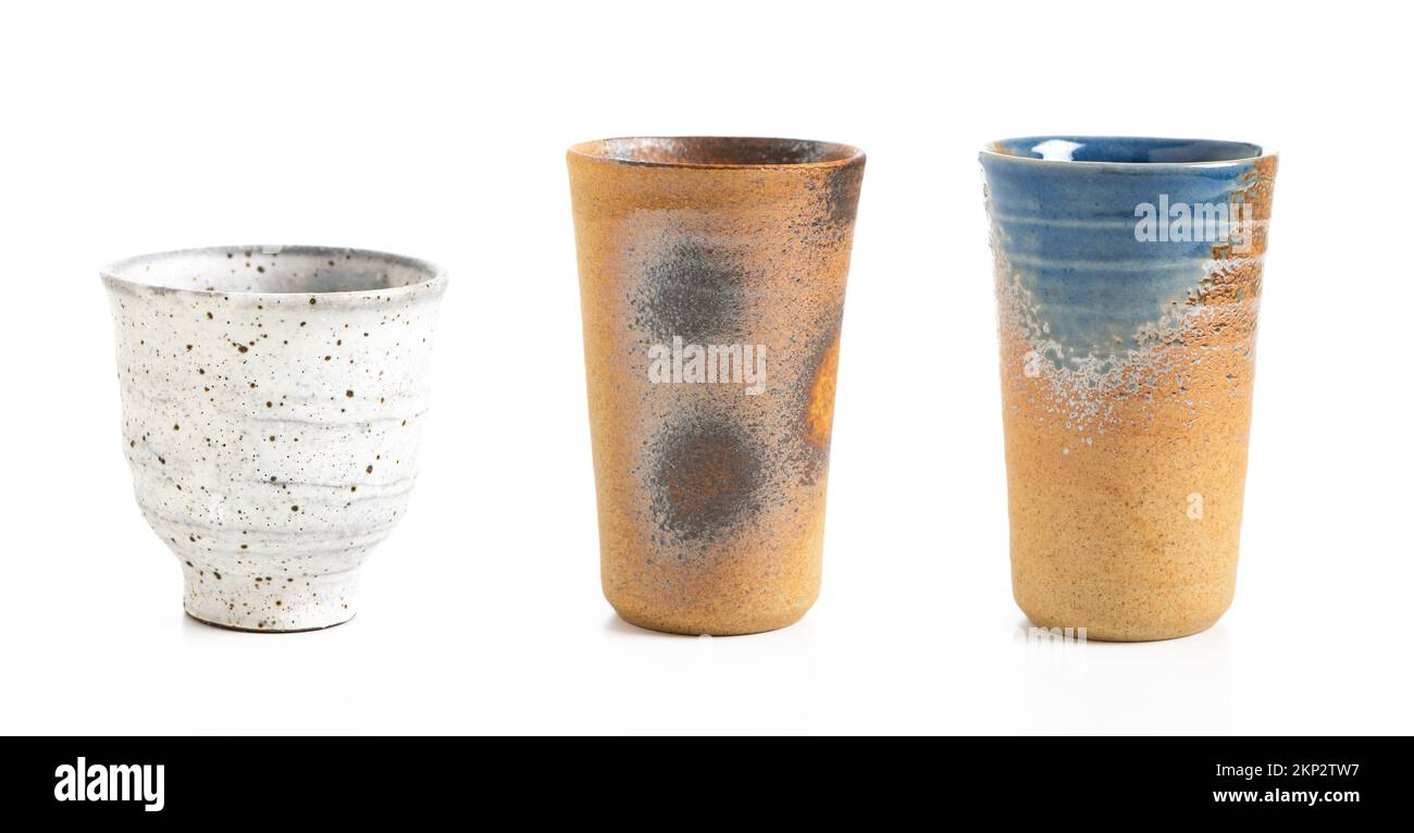 Japanese style of pottery isolated over white background Stock Photo