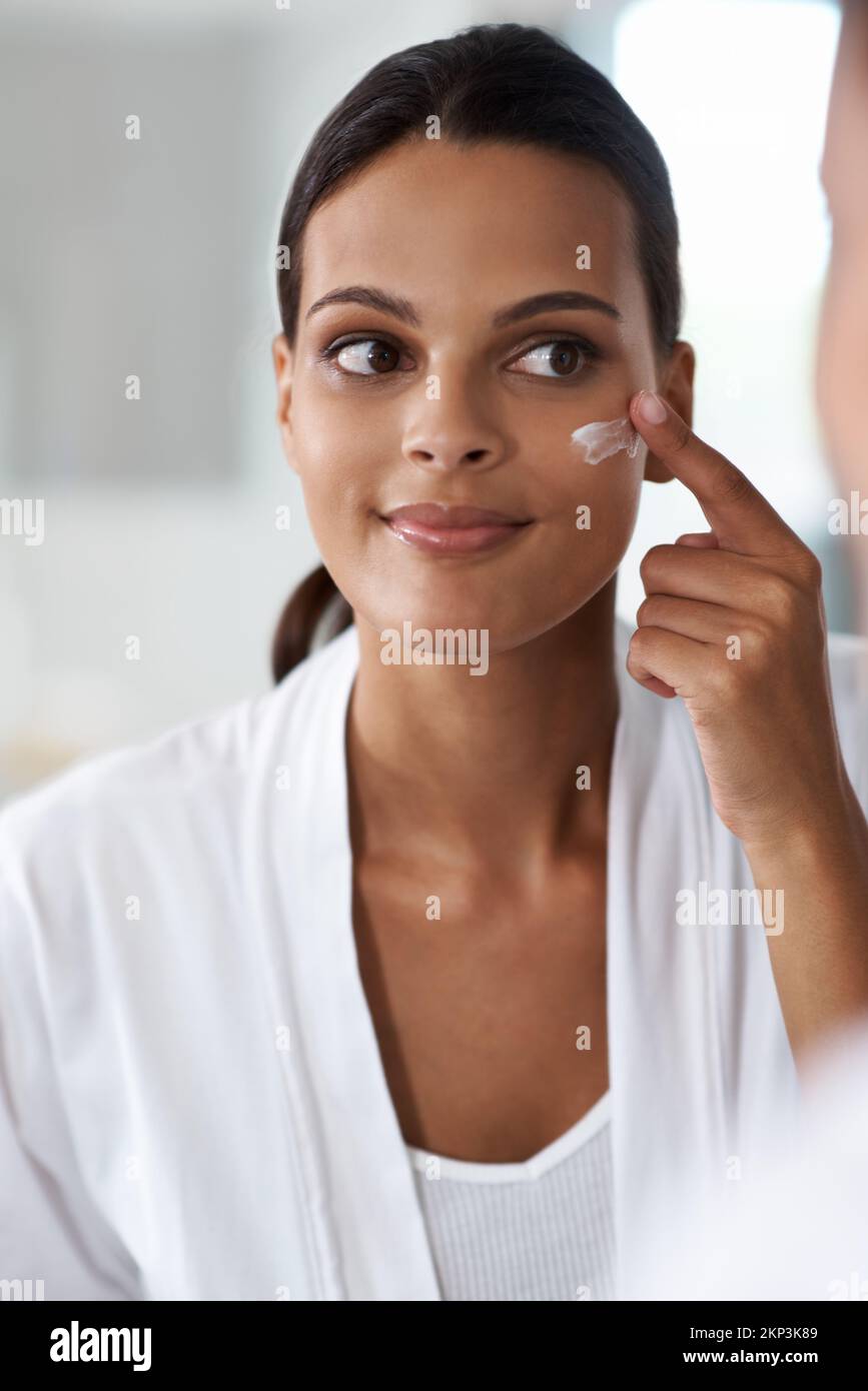 Sun protection is part of my daily routine. Closeup portrait of a