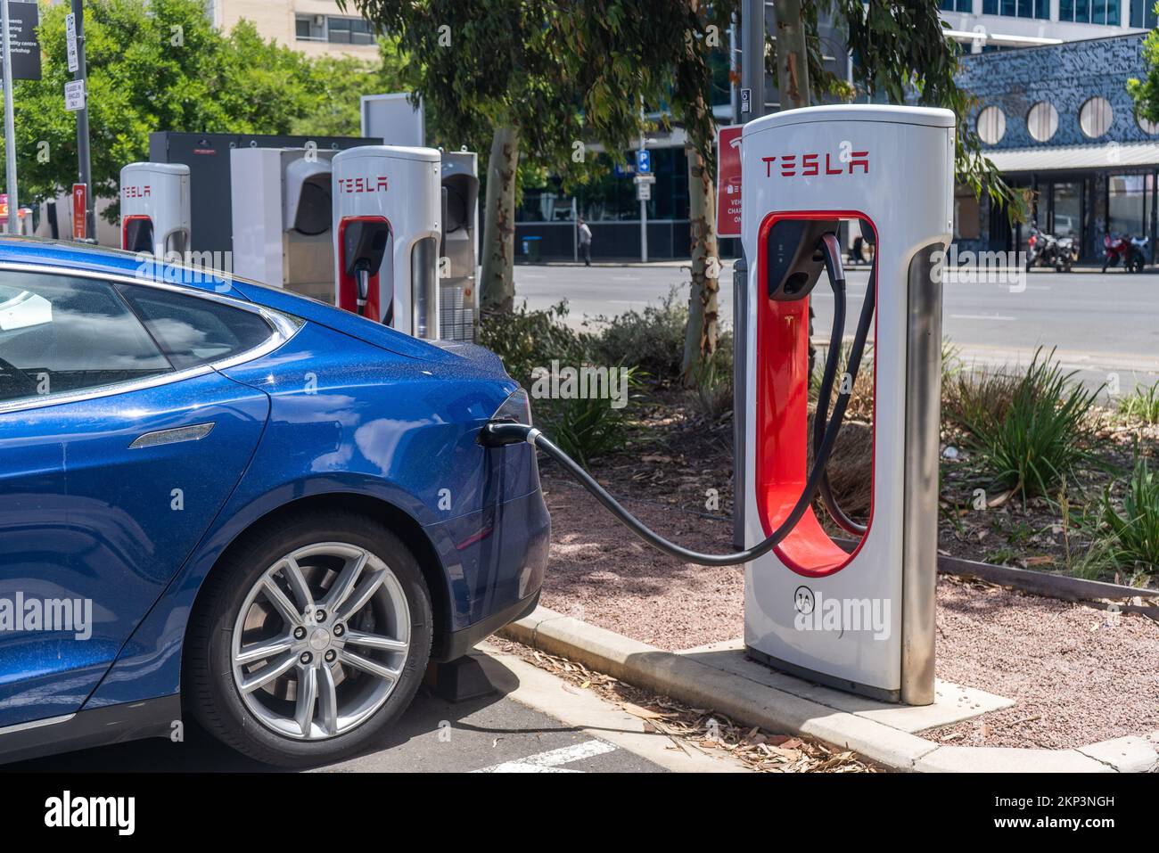Tesla electric car charging station, Adelaide, Australia Stock Photo Alamy