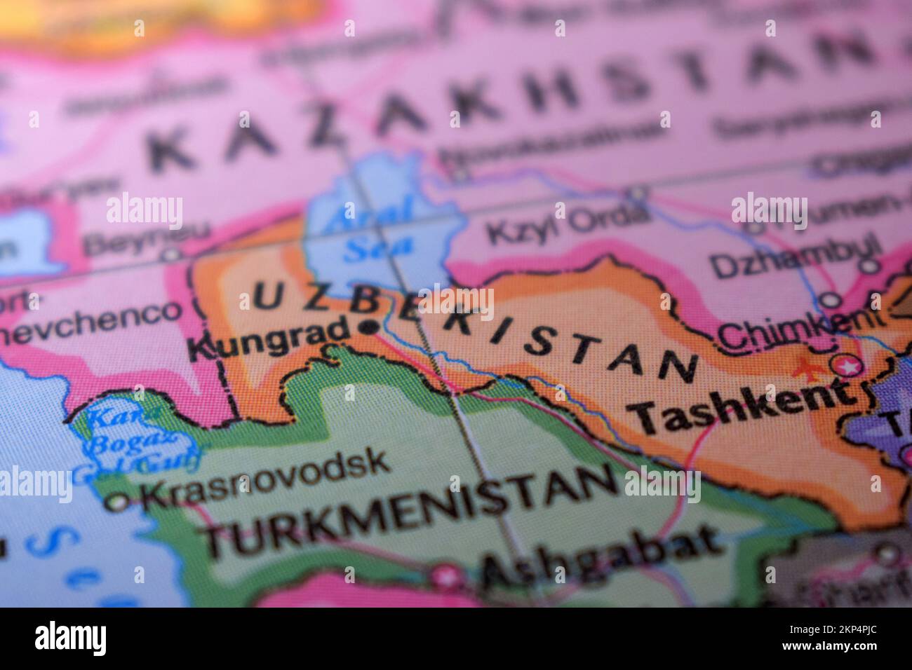 Uzbekistan Travel Concept Country Name On The Political World Map Very