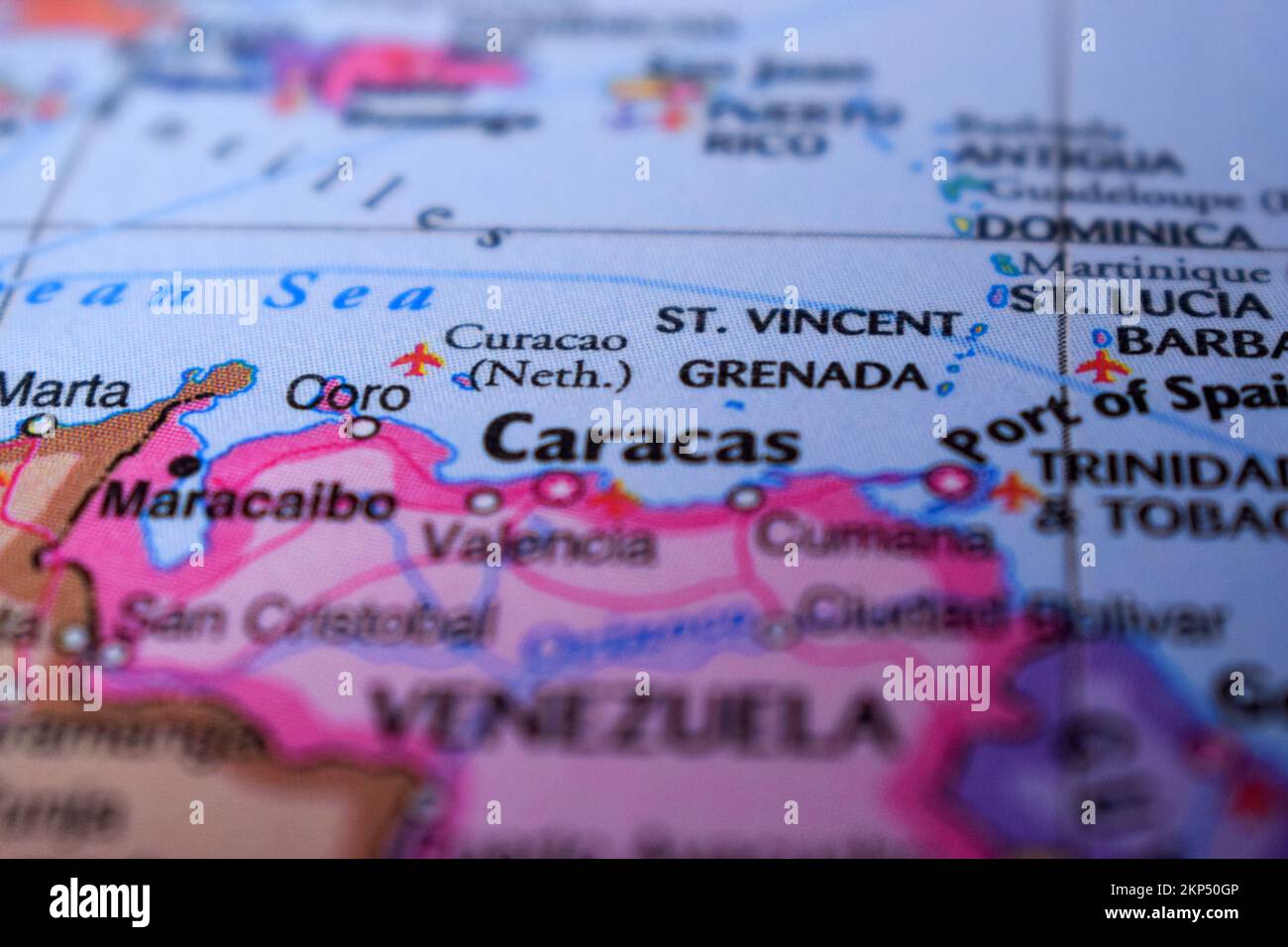 Grenada Travel Concept Country Name On The Political World Map Very Macro Close-Up View Stock Photograph Stock Photo