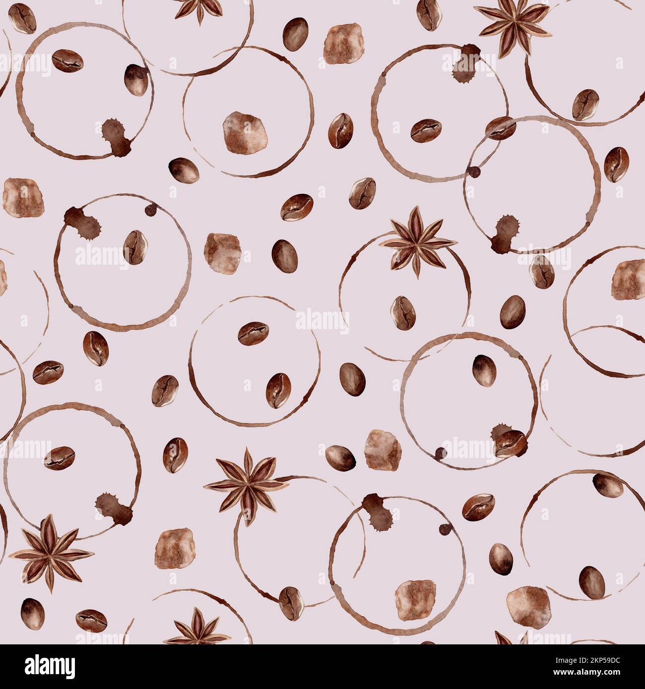 Pink Coffee Draw Pattern Coffee. Pink Watercolor. Pattern. Illustration for clipart. Designed ...