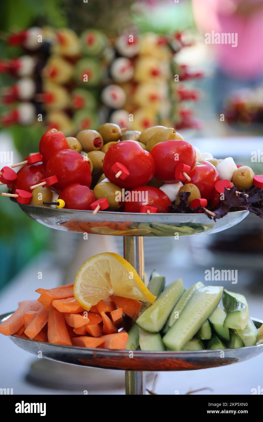 Delicious sweet and savory wedding dishes Stock Photo Alamy