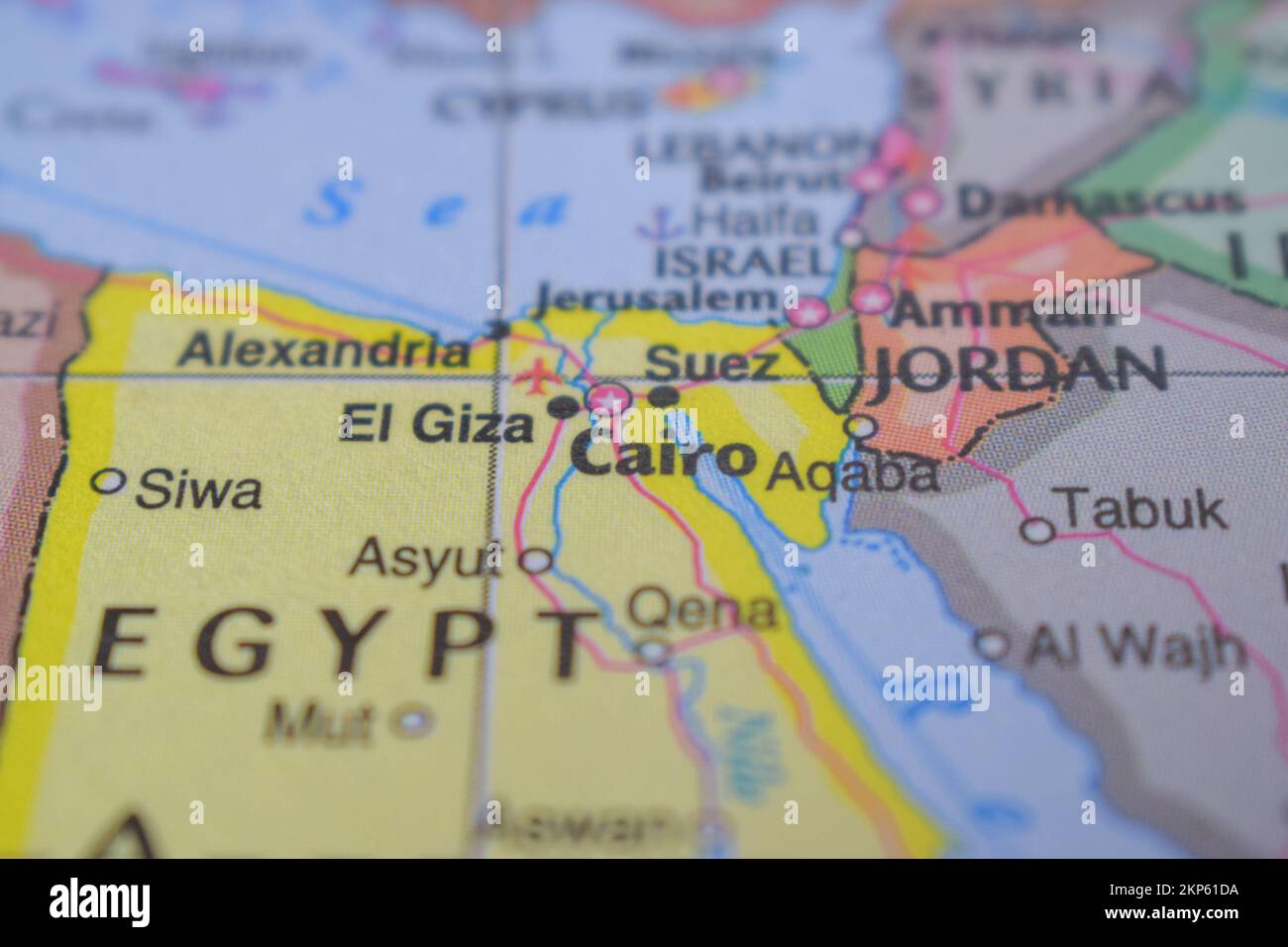 Cairo Travel Concept Country Name On The Political World Map Very Macro CloseUp View Stock
