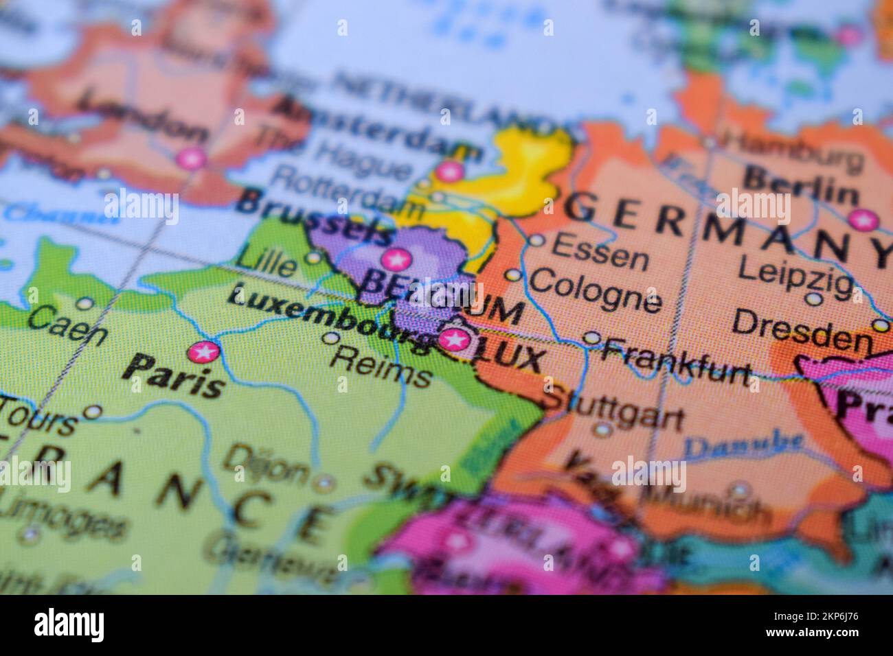 Belgium on The Political Map Travel Concept Macro Close-Up View Stock Photo