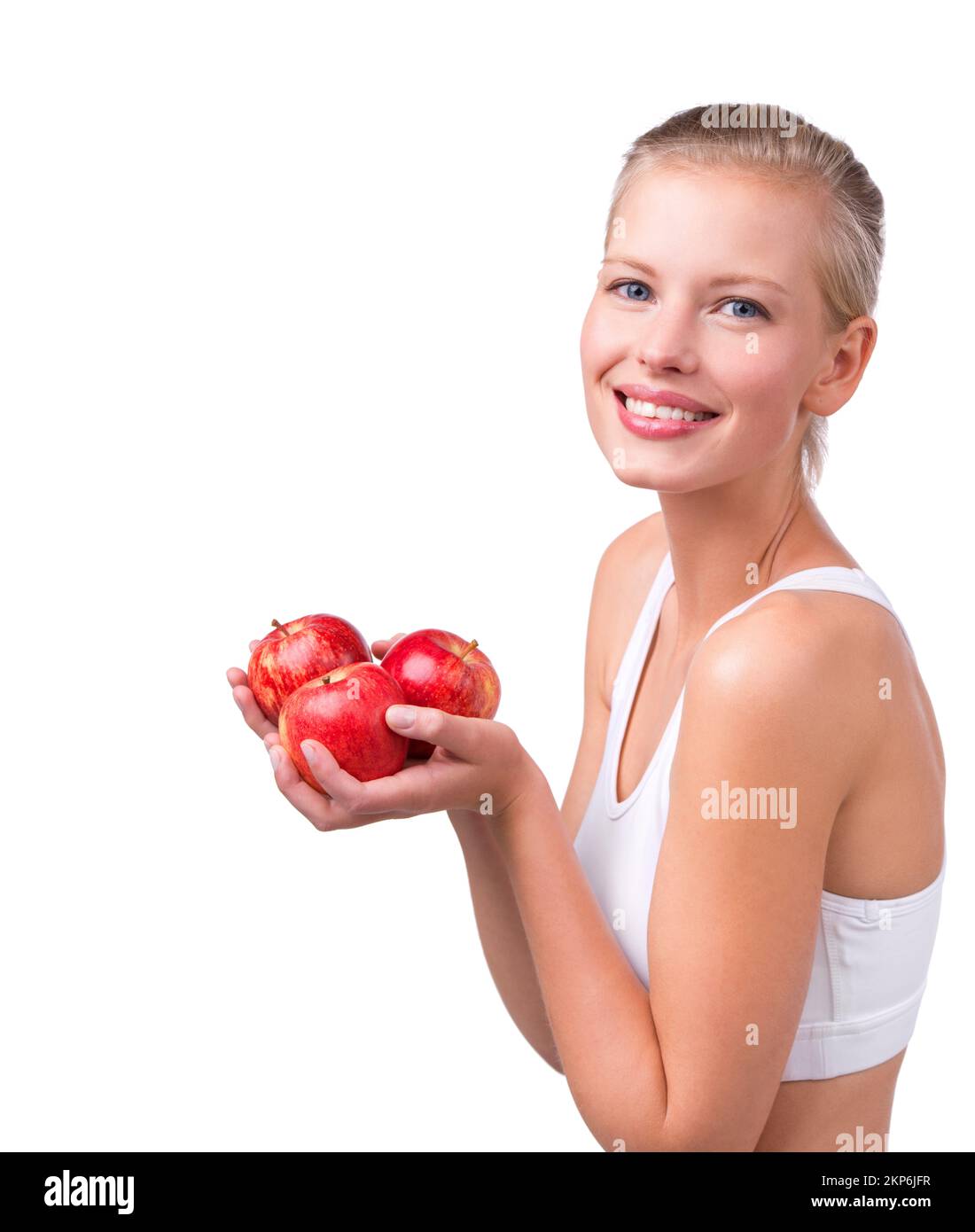 Pick of the bunch. Portrait of a beautiful young woman holding apples