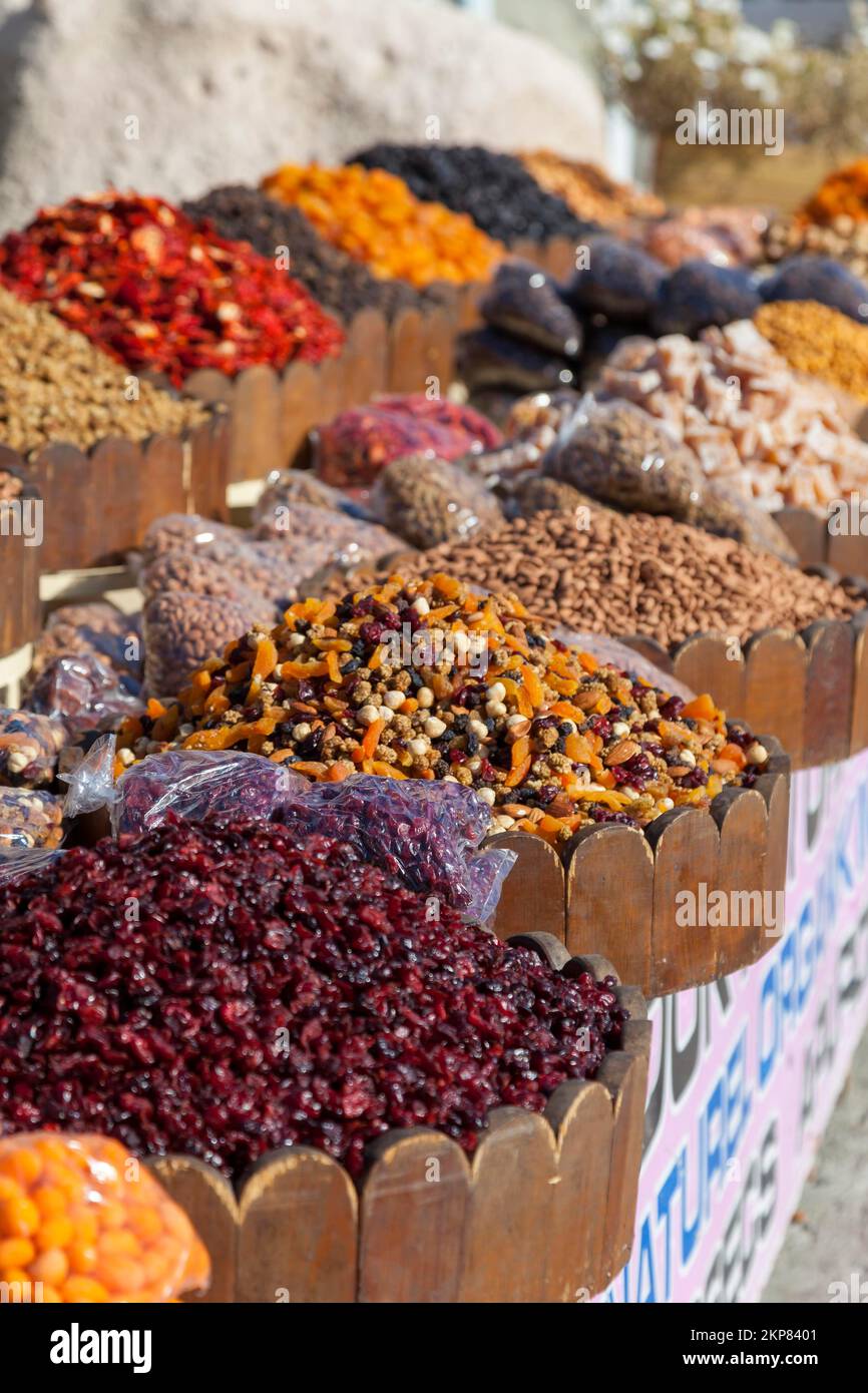 Dried fruit, dried fruit, street sale, Cappadocia, Turkey, Asia Stock
