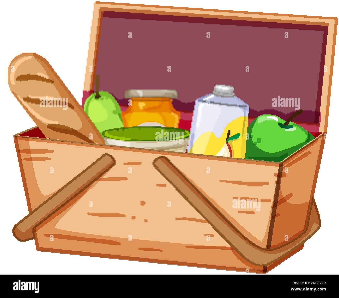 summer picnic basket cartoon vector illustration Stock Vector Image