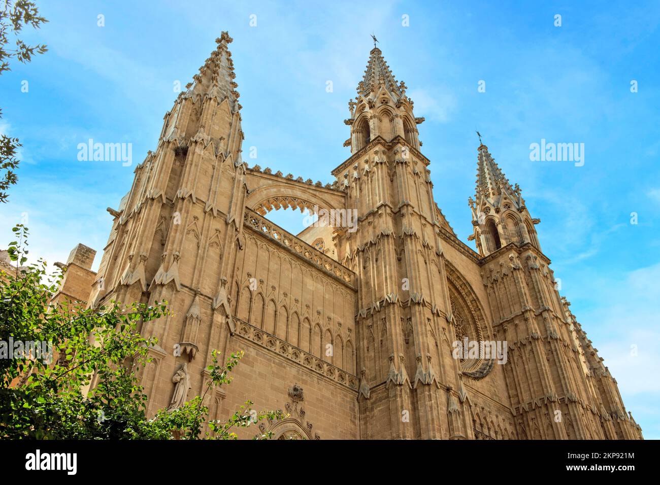 Towers with cross braces for architectural stabilisation lateral dissipation of weight pressure, Cathedral of St. Mary in Gothic architectural style G Stock Photo