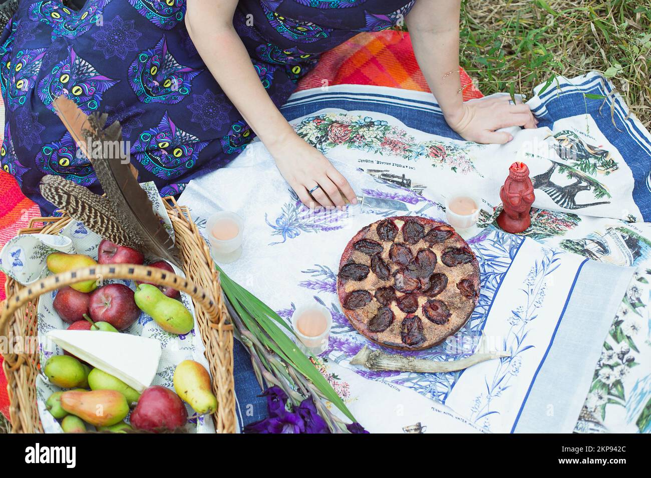 Person with picnic basket hi-res stock photography and images - Alamy