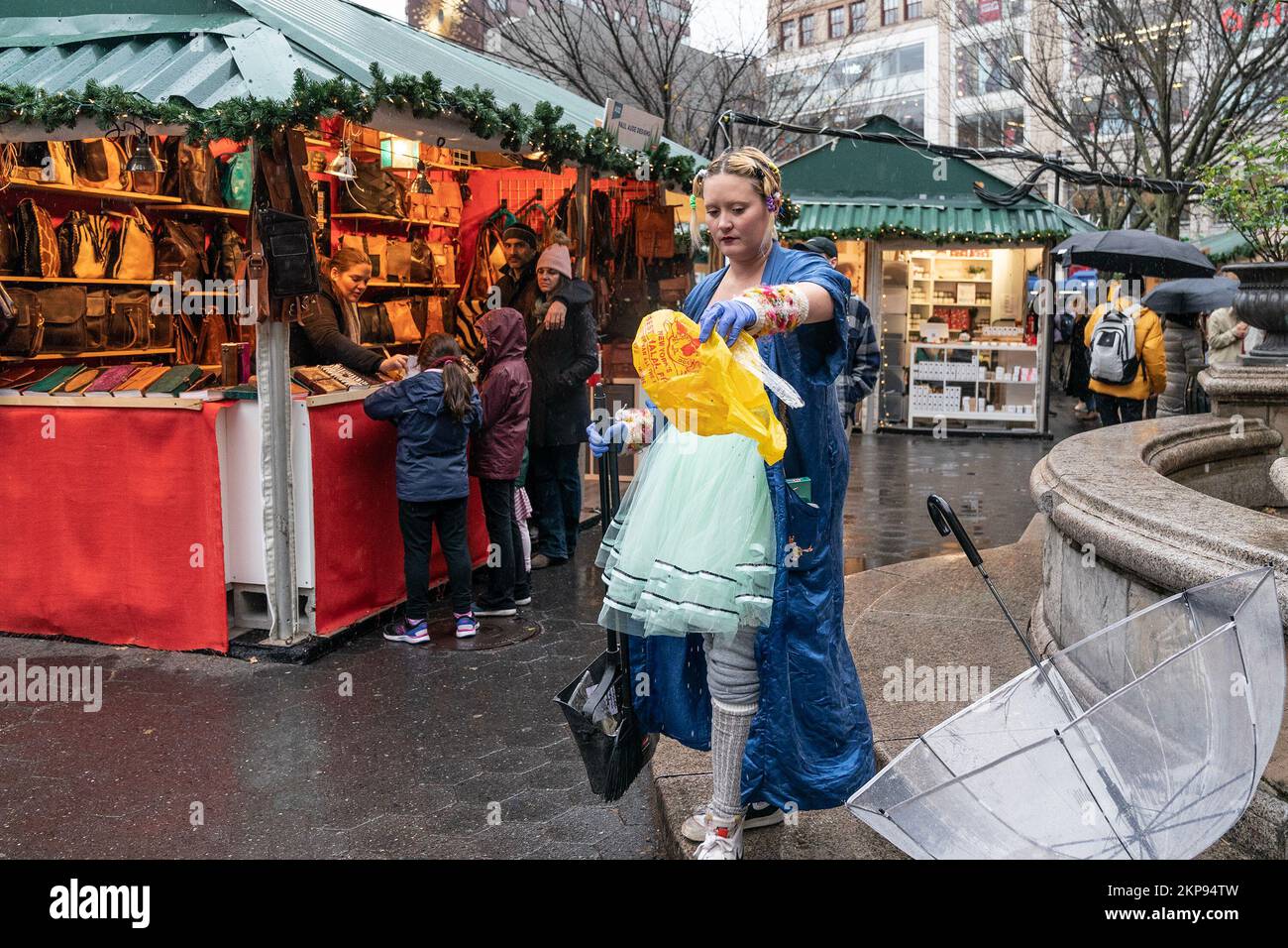 New York, United States. 27th Nov, 2022. People visit holiday markets