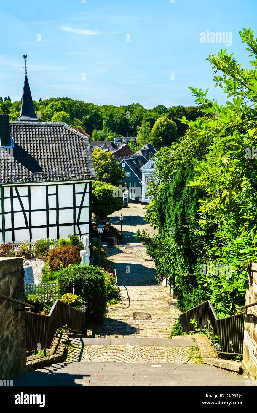 Historic half-timbered and slate houses in Solingen-Grafrath - North Rhine-Westphalia, Germany Stock Photo