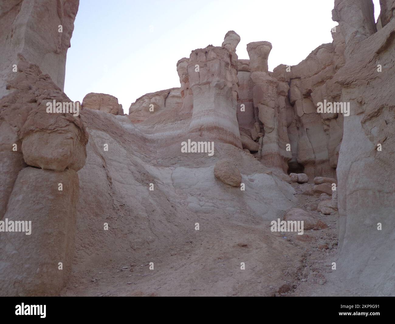 A scenic view of rock formations Al-Ahsa Oasis in Saudi Arabia Stock Photo