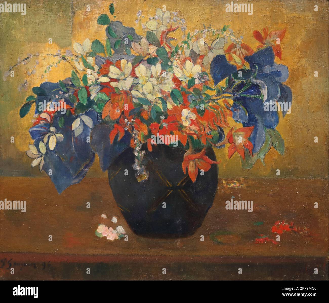 A Vase of Flowers by French post-impressionist painter Paul Gauguin at the National Gallery, London, UK Stock Photo