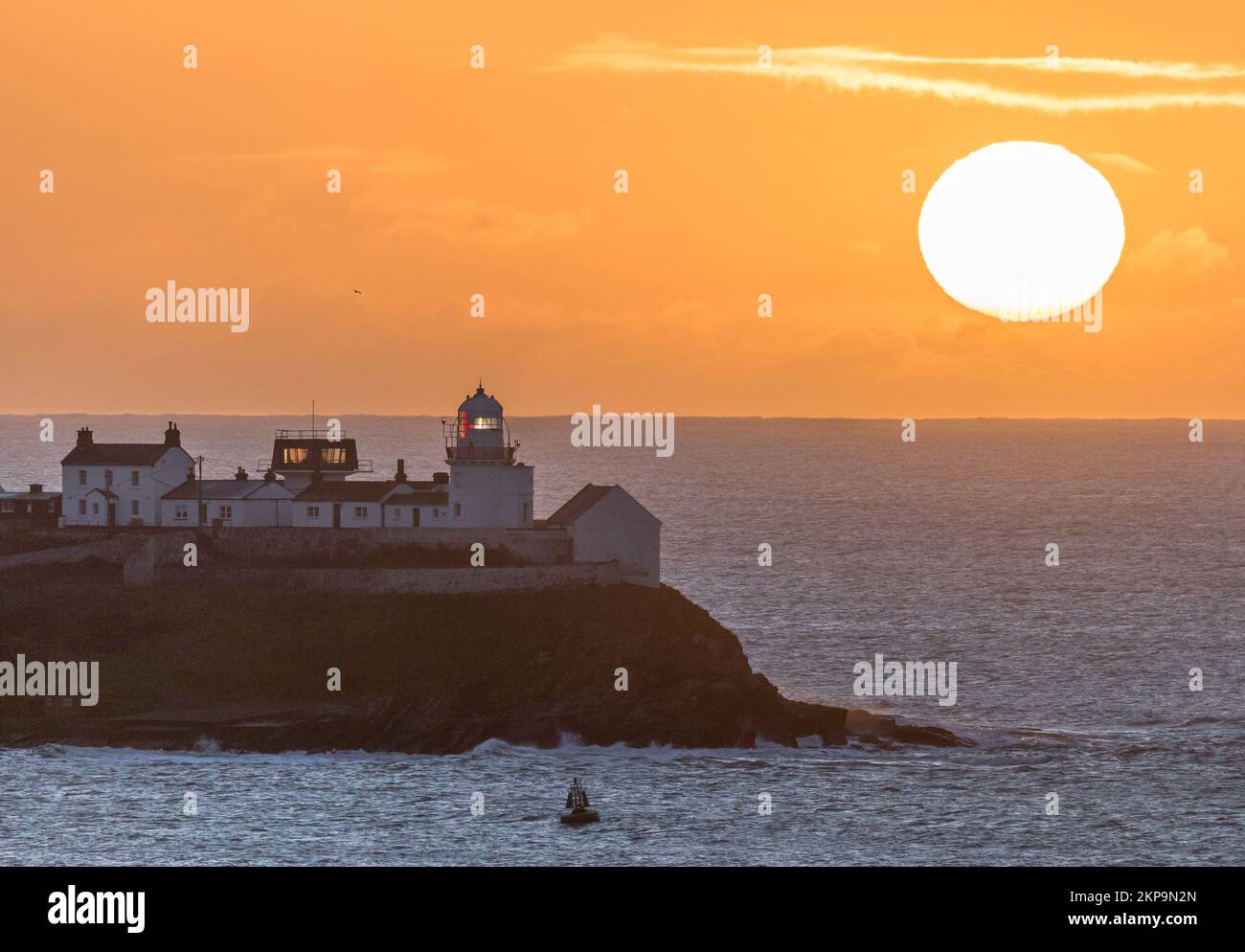 Roches Point, Cork, Ireland. 28th November, 2022. On a late November morning sunrise ove the Roches Point Lighthouse in Co. Cork, Ireland. - Credit; David Creedon / Alamy Live News Stock Photo