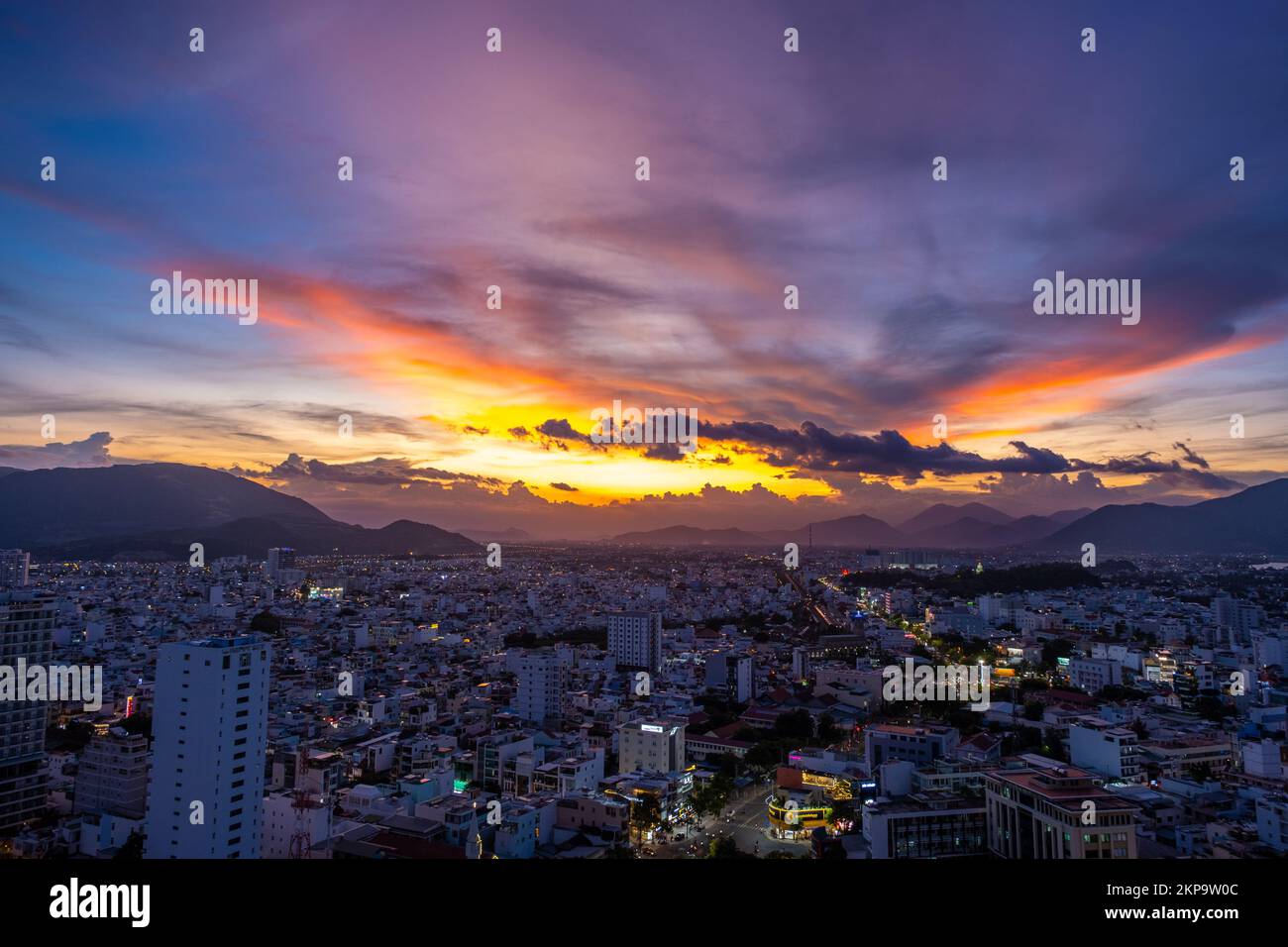 Nha Trang city skyline aerial panoramic view at sunset in south Vietnam ... - Nhu City Skyline Views