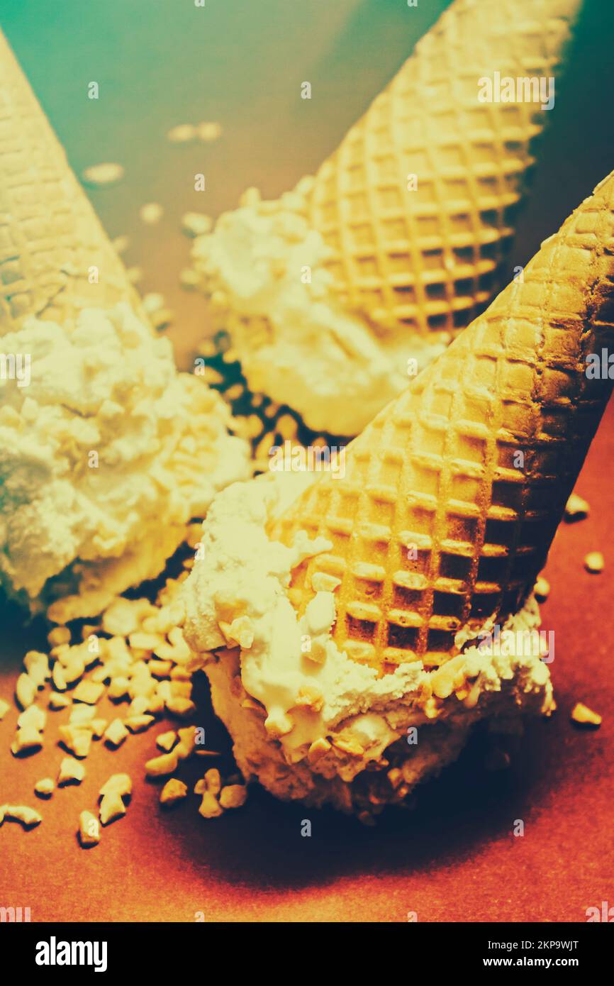 Retro creative food fine art photography on a icecreamery spillout of