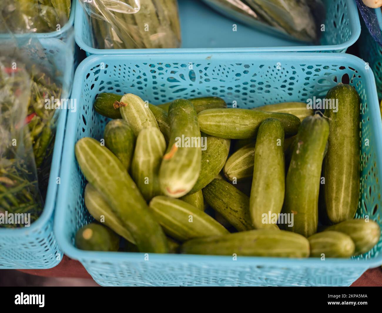 THAI market with various colorful fresh vegetables Stock Photo