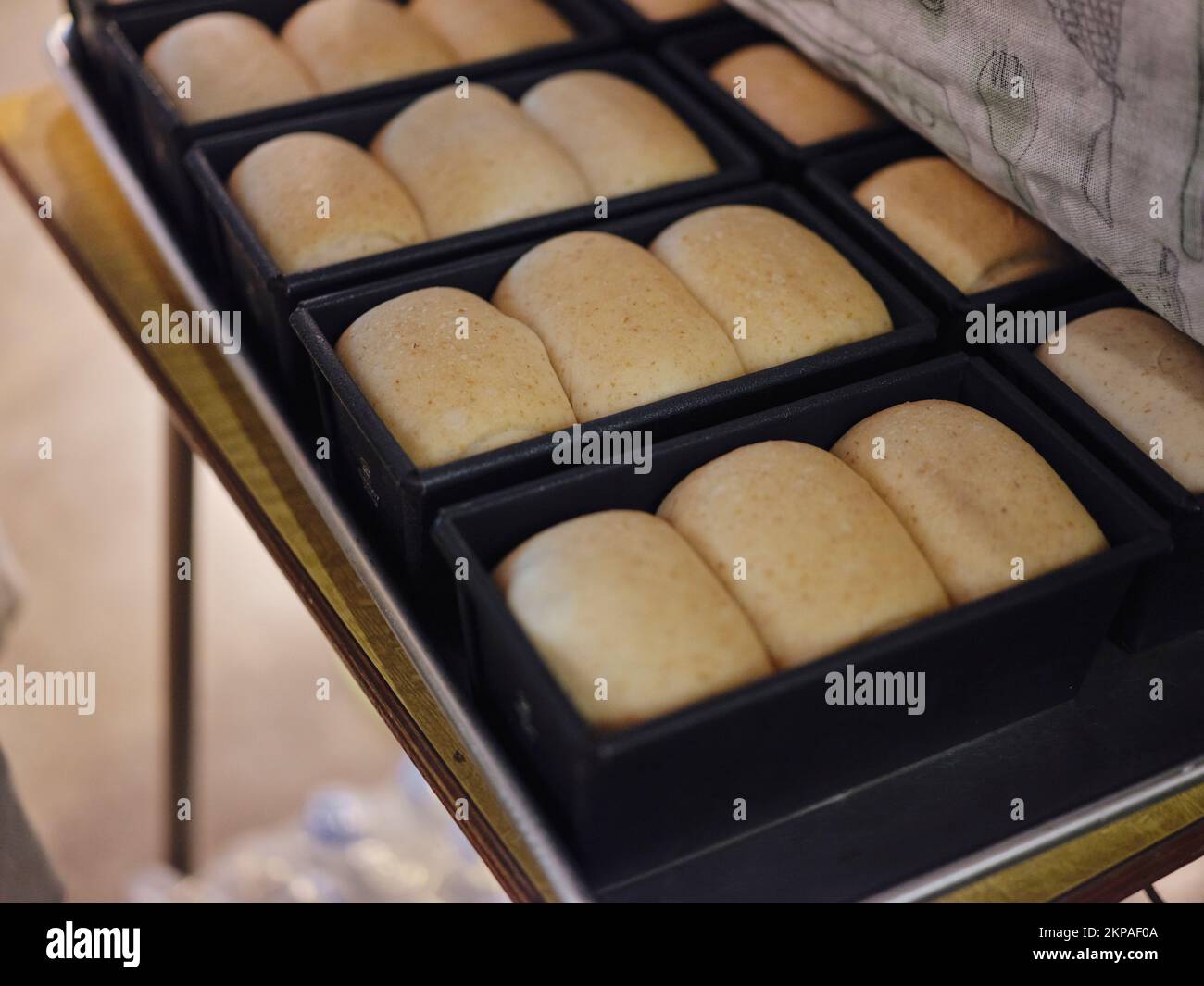Close up view . Homemade bakery sourdough yeast artisan bread raw Stock Photo