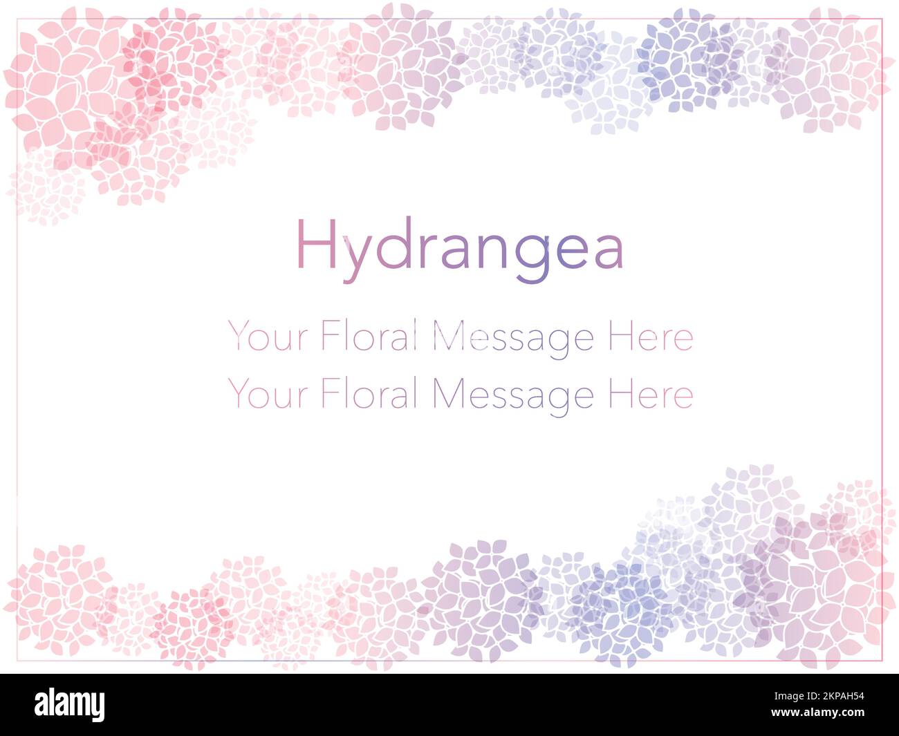Vector floral frame with hydrangea and text space isolated on a white background. Stock Vector