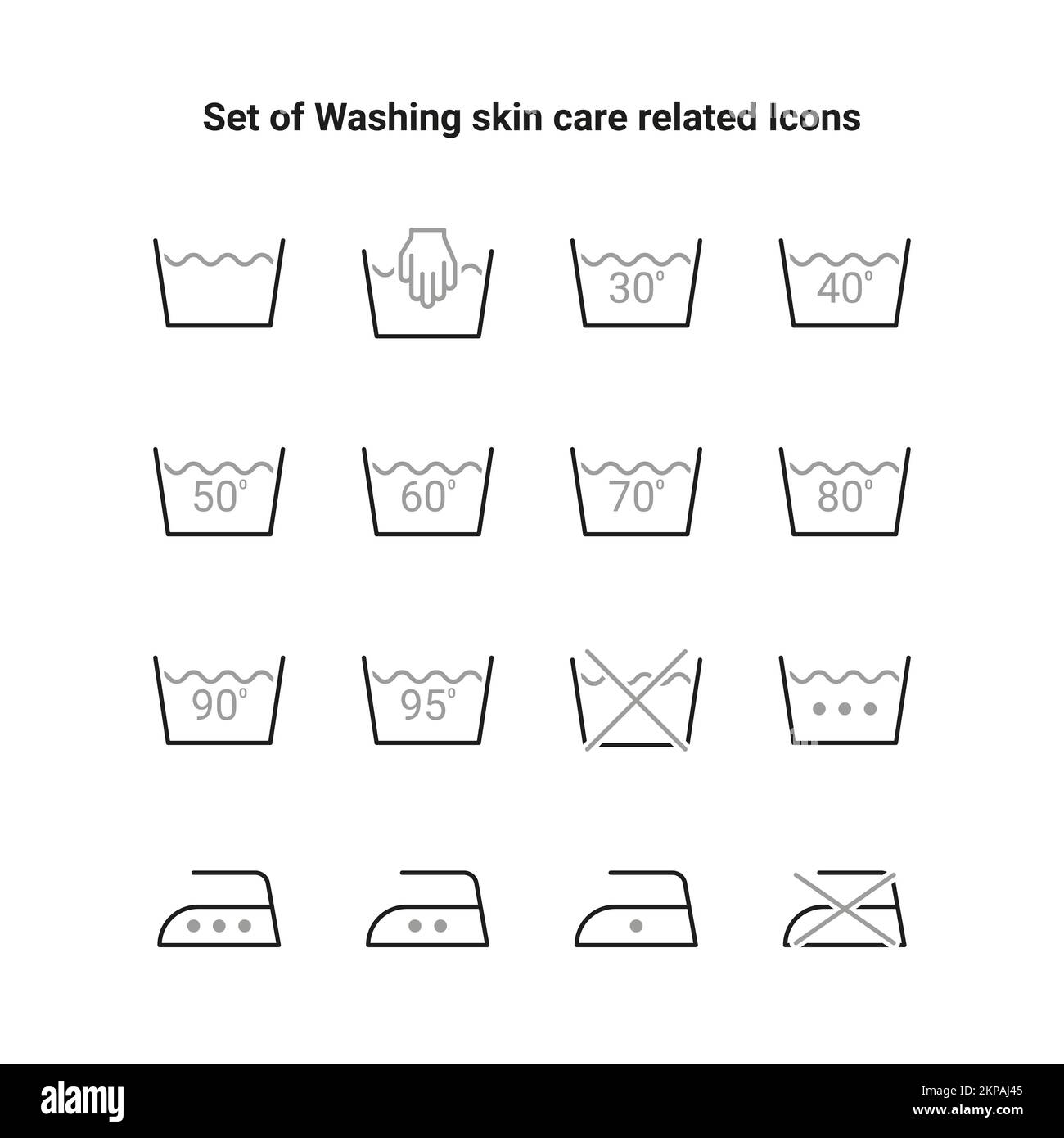Laundry icons. Care clothes instructions on labels, machine or hand