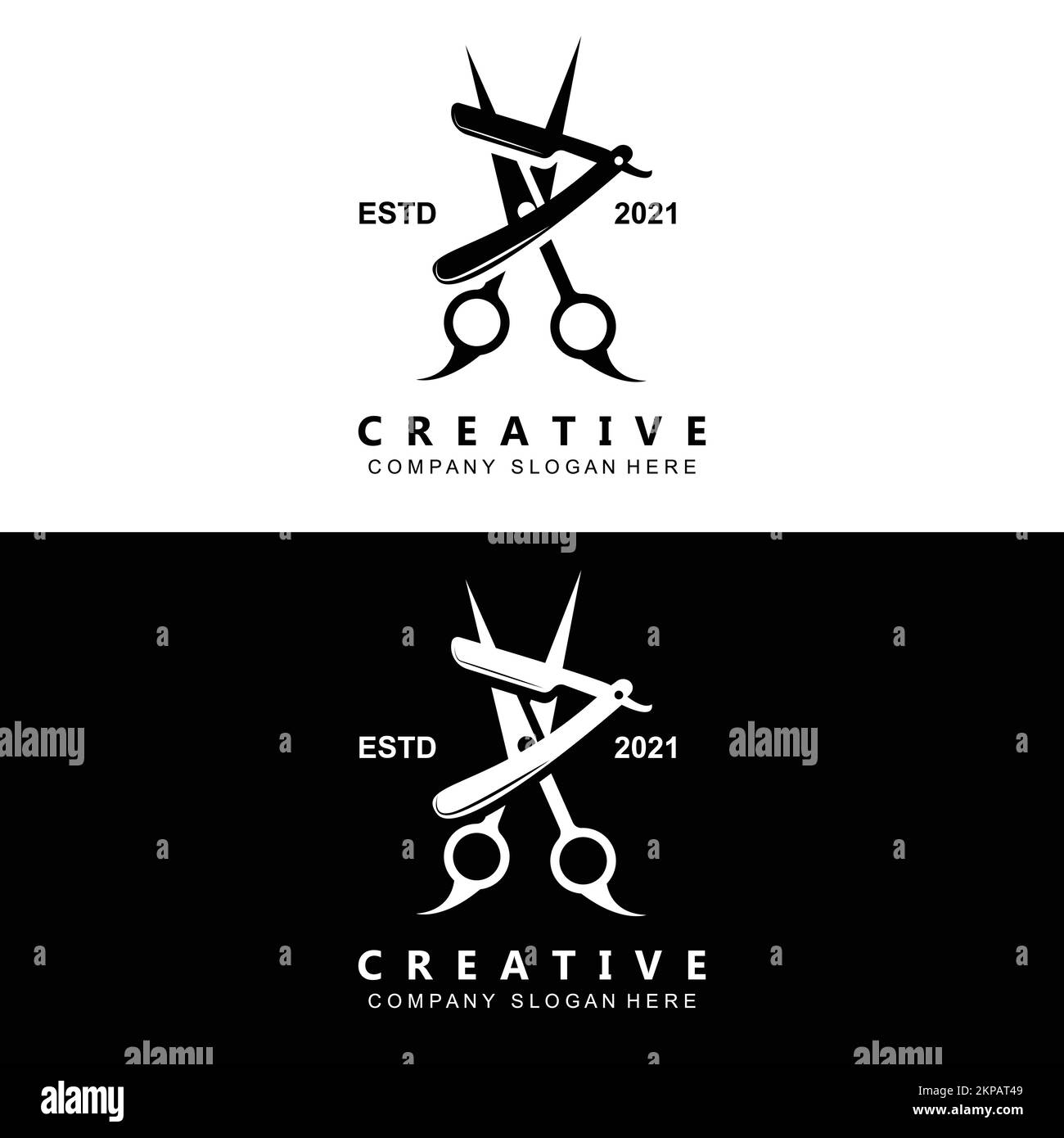 Logo Vector Stylish Hair Design For Haircut, With Scissors