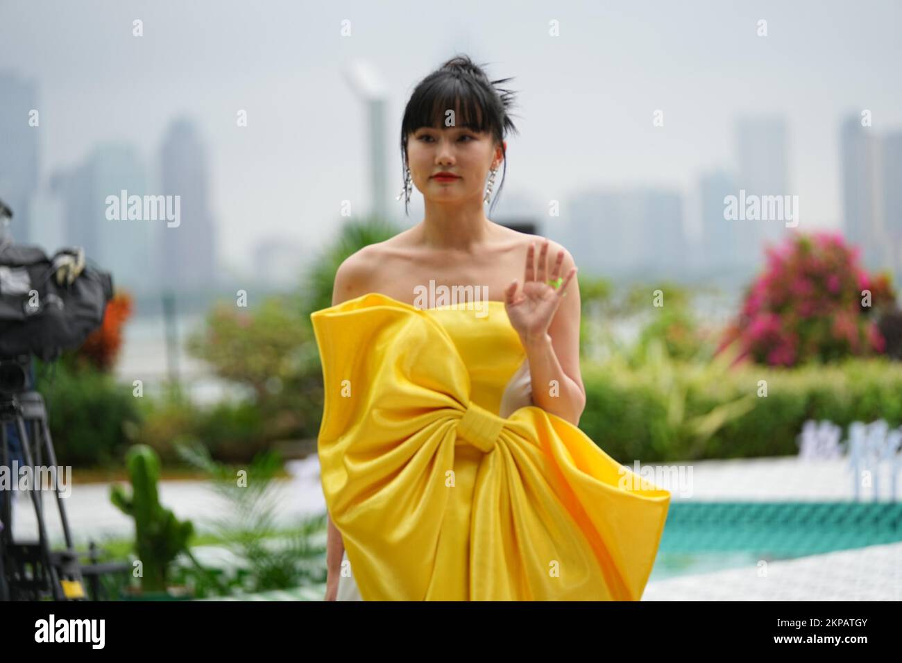 Chinese singer Huang Ling shows at the 2022 Chinese Top Ten Music ...