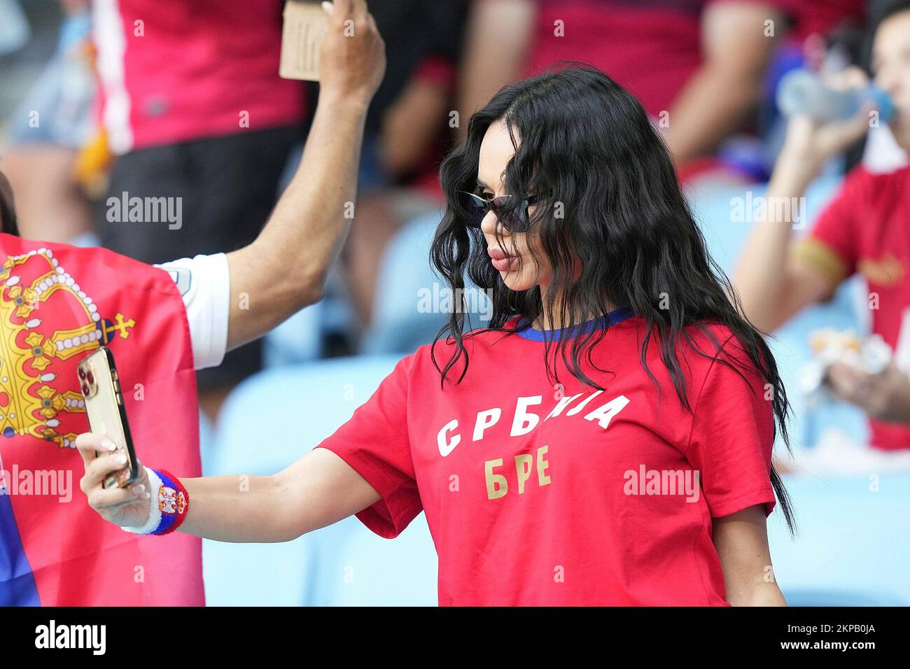 Doha, Qatar. 28th Nov, 2022.11/28/2022, Al Janoub Stadium, Doha, QAT, World Cup FIFA 2022, Group G, Cameroon vs Serbia, in the picture fans of Serbia in the stands. Credit: dpa picture alliance/Alamy Live News Stock Photo