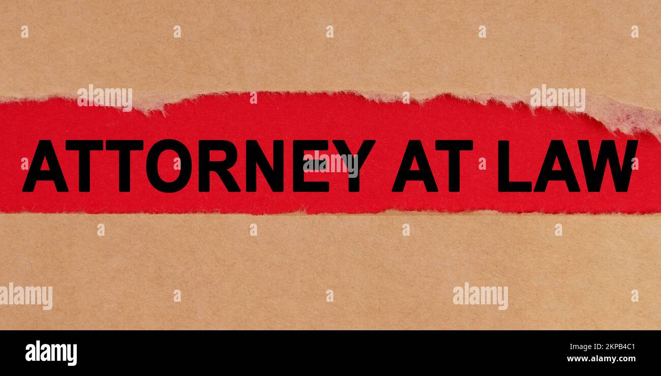 Law concept. Among the torn sheets of paper on a red background, the