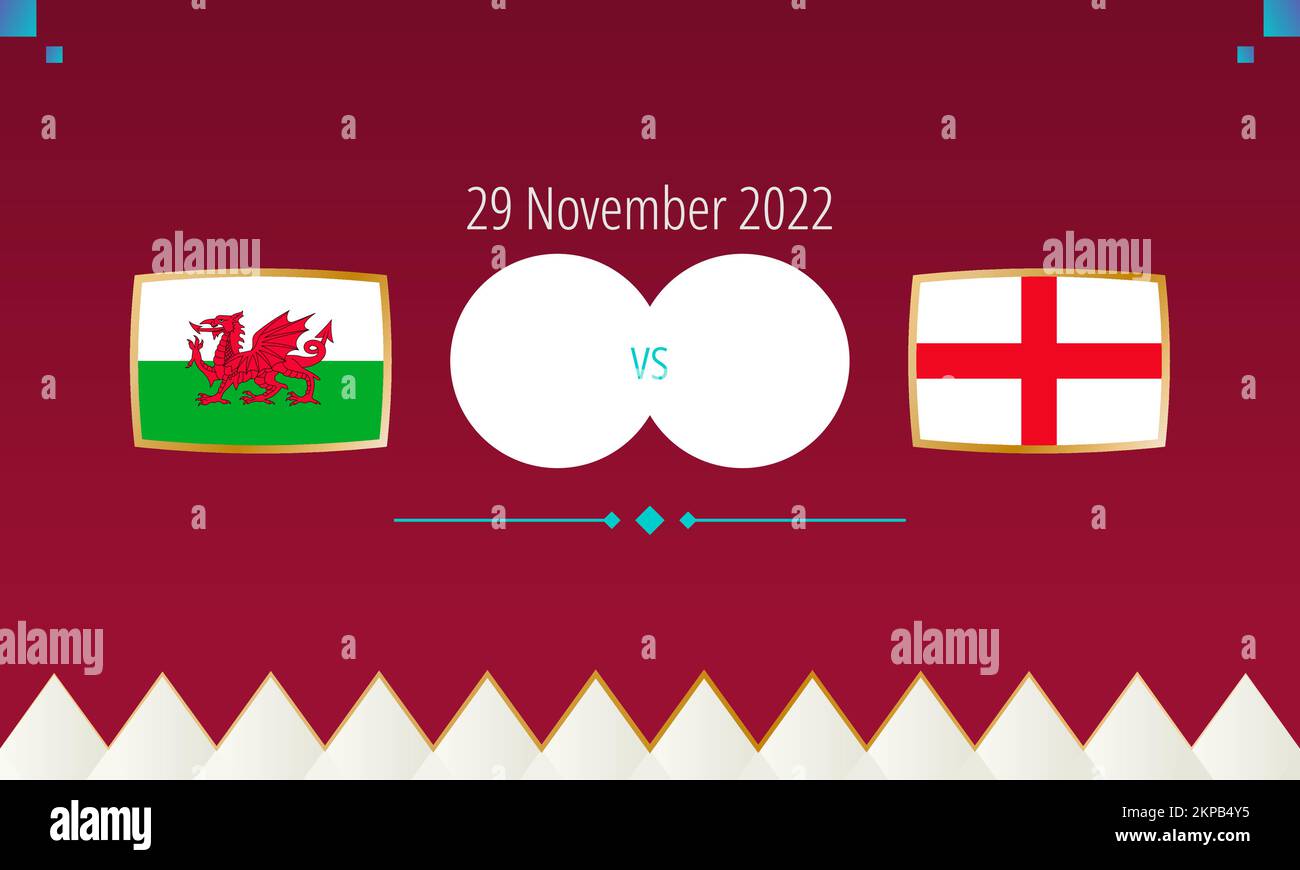Wales vs England football match, international soccer competition 2022. Versus icon. Stock Vector